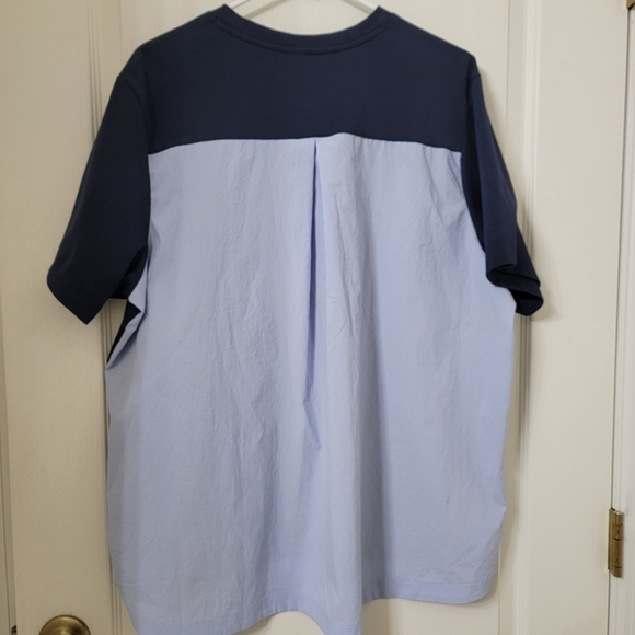 Athleta Size XL Navy Blue & Light Blue Gallery Tee Shirt, Gently Used Condition - Picture 10 of 15